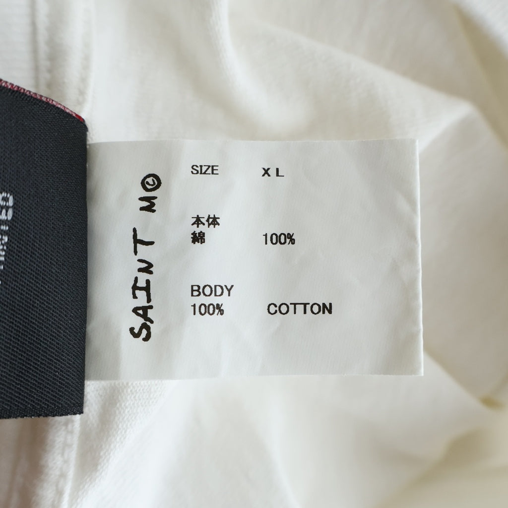 SAINT MICHAEL(セントマイケル) 24SS RIBON SAINT SS TEE リボン セント クルーネック カットソー 半袖Tシャツ ホワイト SM-YS8-0000-011