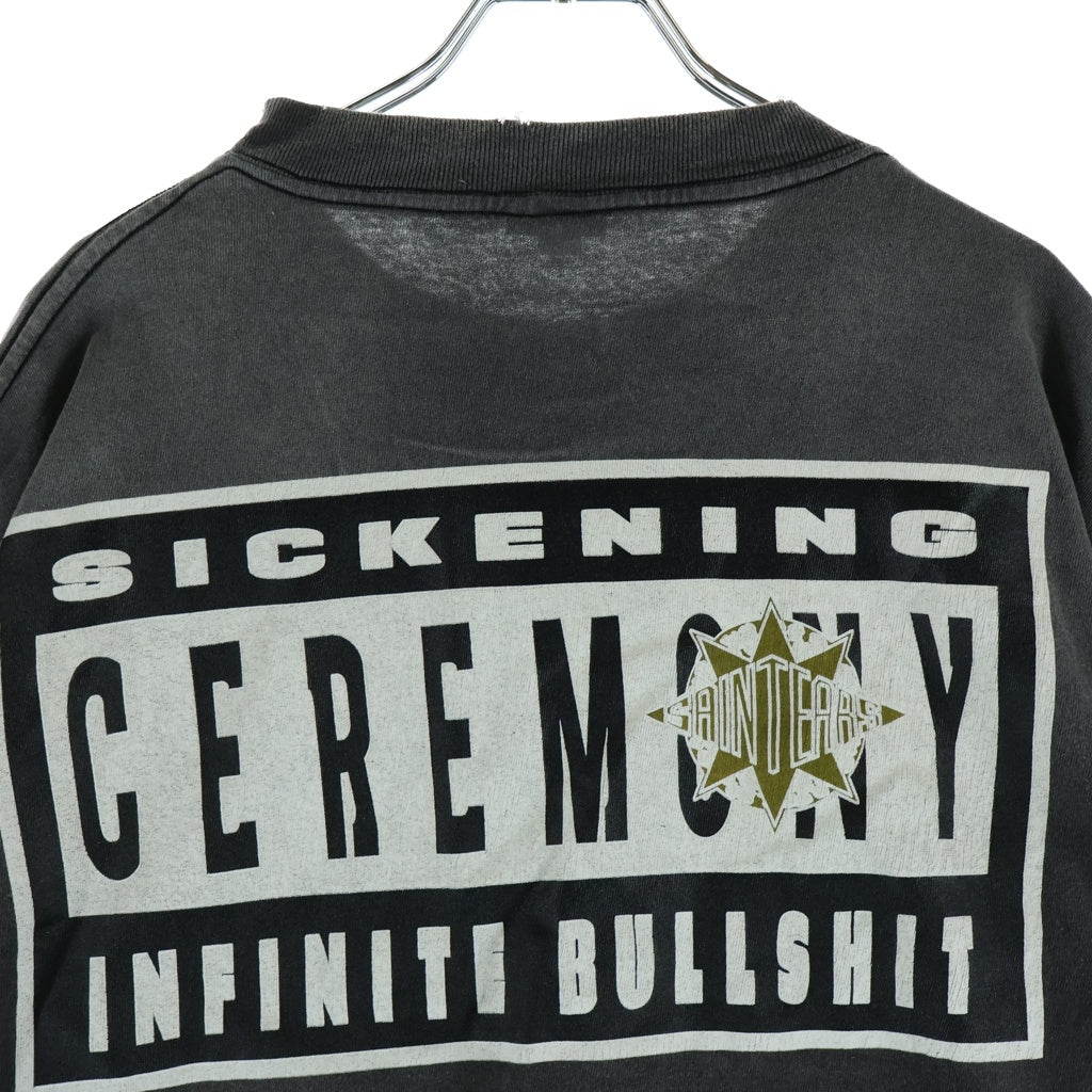 SAINT MICHAEL(セントマイケル) 24AW ×DENIM TEARS LOGO PRINT TEE デニムティアーズ ロゴプリント ヴィンテージ加工 クルーネック 半袖カットソー グレー SM-YS1-0000-C45