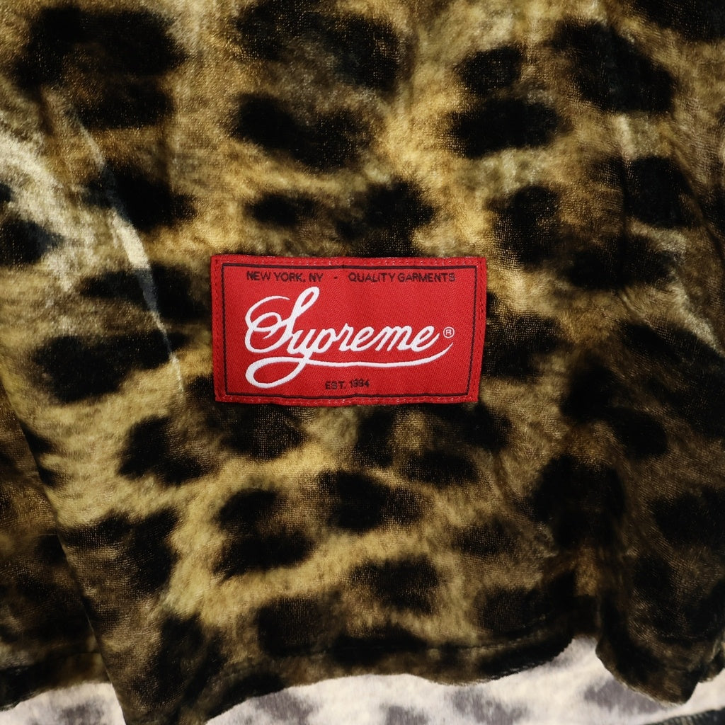 SUPREME(シュプリーム) 25SS Velvet Baseball Jersey ベルベット レオパード柄 ベースボール ジャージ 半袖フットボールシャツ ブラウン