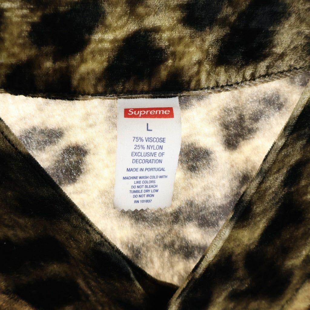 SUPREME(シュプリーム) 25SS Velvet Baseball Jersey ベルベット レオパード柄 ベースボール ジャージ 半袖フットボールシャツ ブラウン