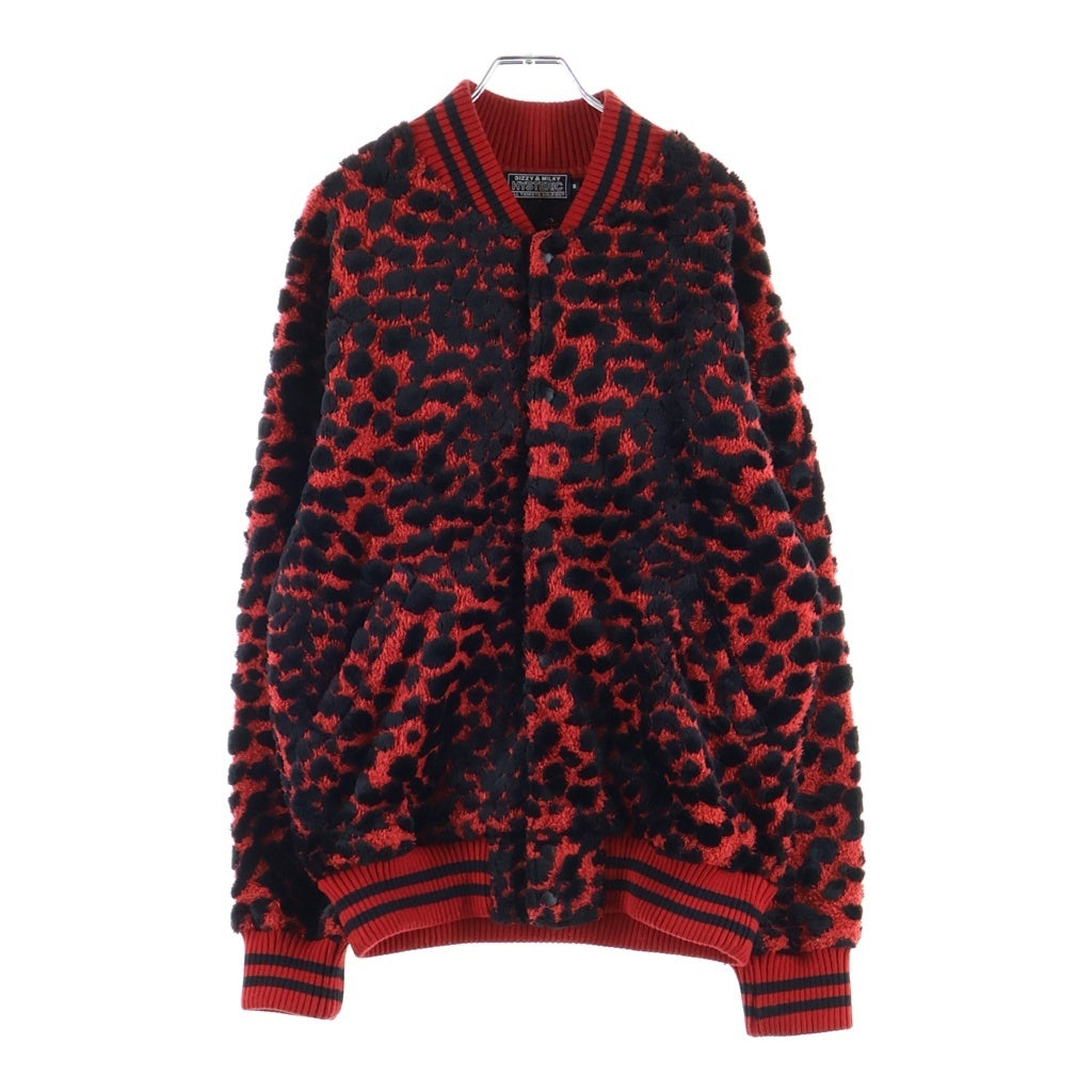 HYSTERIC GLAMOUR(ヒステリックグラマー) VIXEN GIRL CHEETAH柄 ジャカード ロゴデザイン ニット カーディガン レッド 02243CJ03
