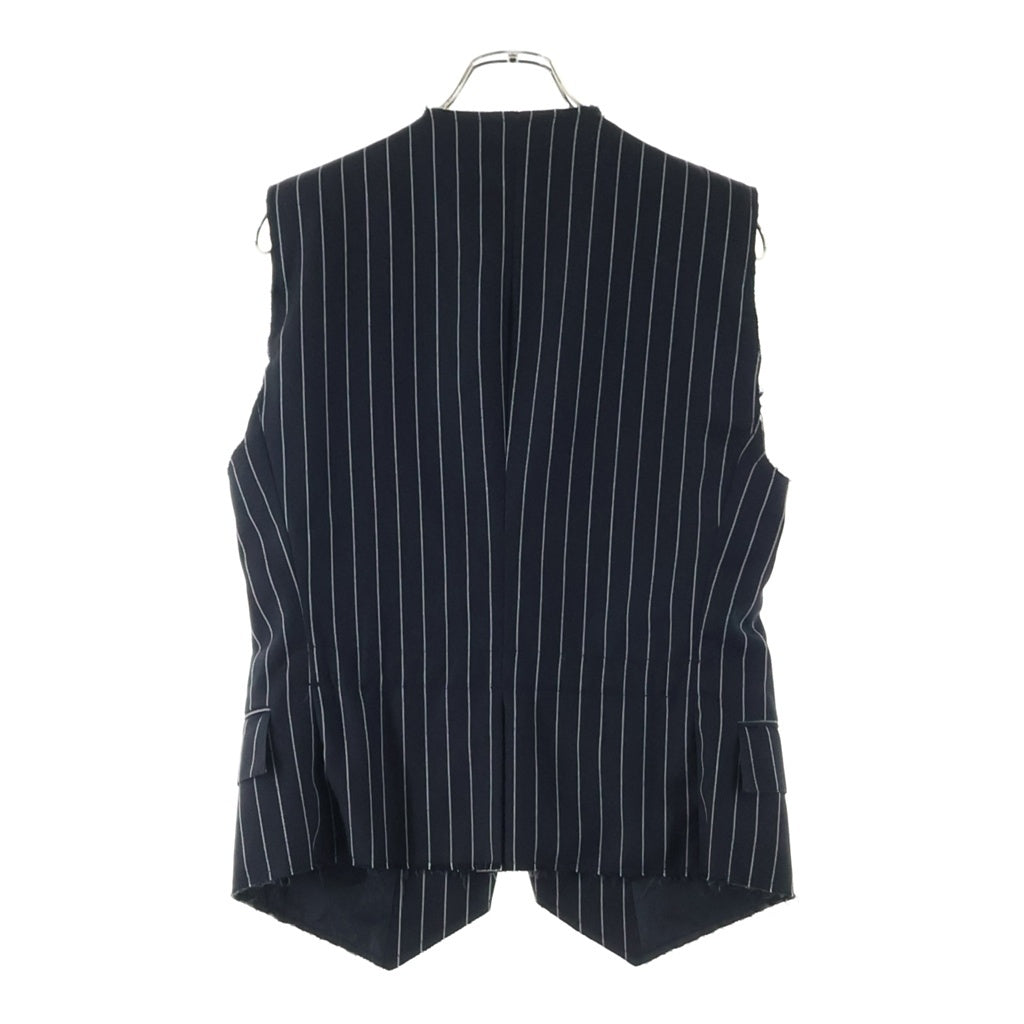 Maison Margiela(メゾンマルジェラ) 010初期 本人期 アーティザナル ダメージ加工 ストライプ柄 ベスト ジャケット ブラック