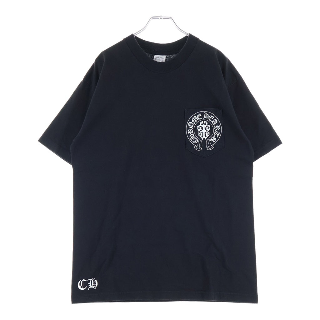 CHROME HEARTS(クロムハーツ) OLD CH T-SHRT 1 バックアメリカンフラッグプリント 半袖Tシャツ ブラック