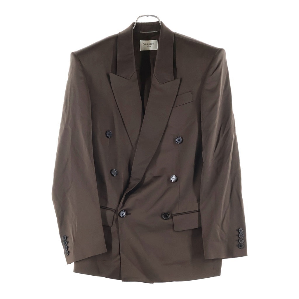 SAINT LAURENT PARIS(サンローランパリ) 26SS シルク 6B ダブルテーラードジャケット ブラウン 854418