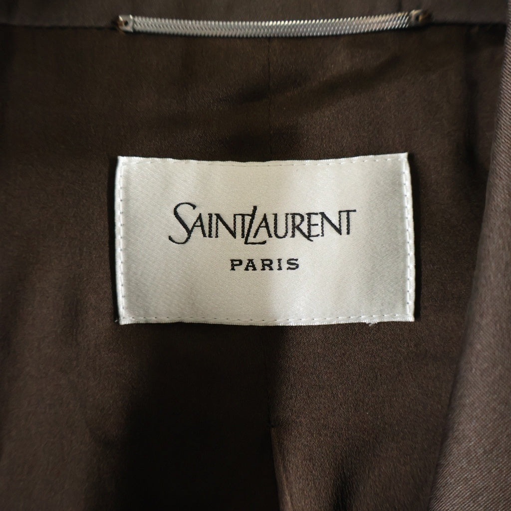SAINT LAURENT PARIS(サンローランパリ) 26SS シルク 6B ダブルテーラードジャケット ブラウン 854418