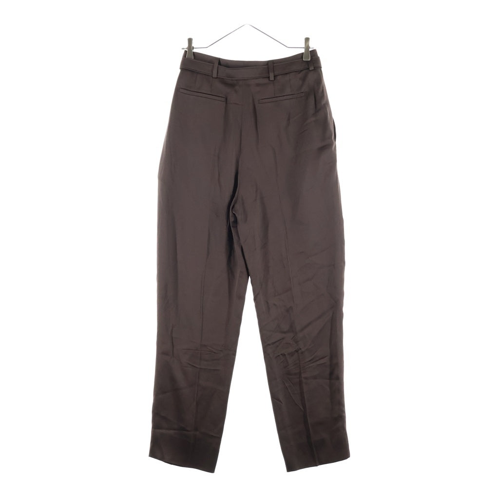 SAINT LAURENT PARIS(サンローランパリ) 26SS シルク フロントタック スラックパンツ ブラウン 854428