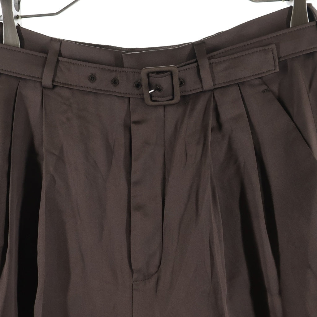 SAINT LAURENT PARIS(サンローランパリ) 26SS シルク フロントタック スラックパンツ ブラウン 854428