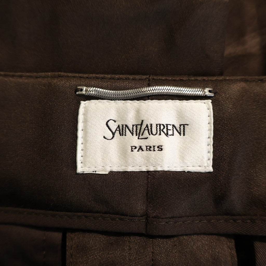 SAINT LAURENT PARIS(サンローランパリ) 26SS シルク フロントタック スラックパンツ ブラウン 854428