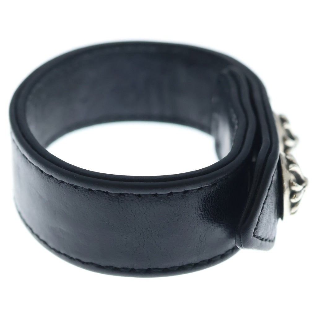 CHROME HEARTS(クロムハーツ) 3BTN 2SNP クロスボール 3ボタン2スナップ レザーブレスレット ブラック/シルバー BCA123