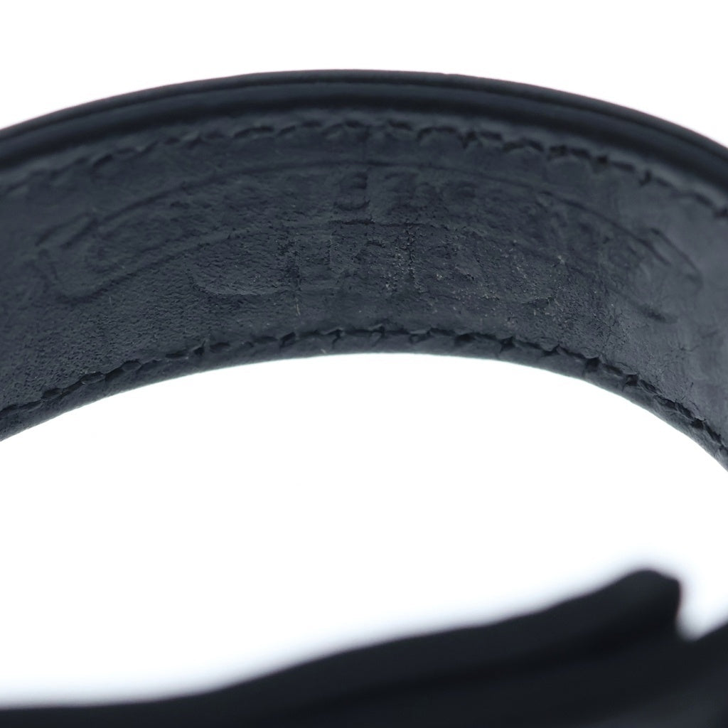 CHROME HEARTS(クロムハーツ) 3BTN 2SNP クロスボール 3ボタン2スナップ レザーブレスレット ブラック/シルバー BCA123