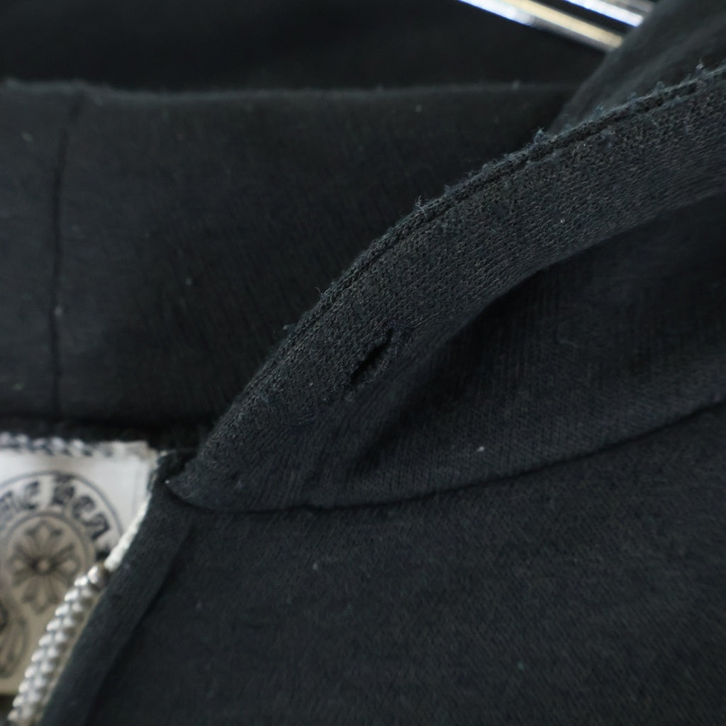 CHROME HEARTS(クロムハーツ) OLD THRML SWTSHRT HD ZIP 裏地サーマル バックスクロールプリント ダガージップアップパーカー ブラック