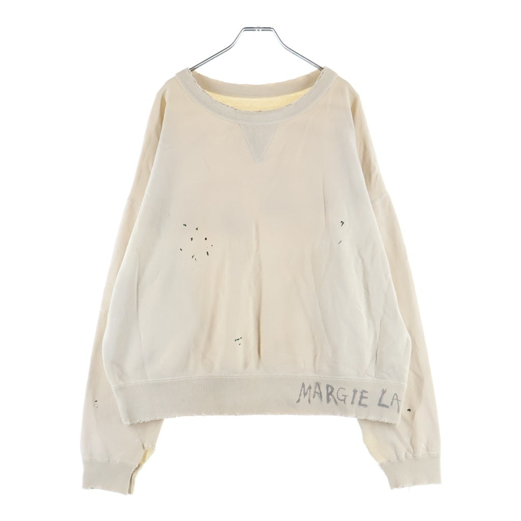 Maison Margiela(メゾンマルジェラ) 24SS Washed Vintage Sweat ウォッシュド ペンキ加工 クルーネックトレーナー スウェット アイボリー S50GU0214
