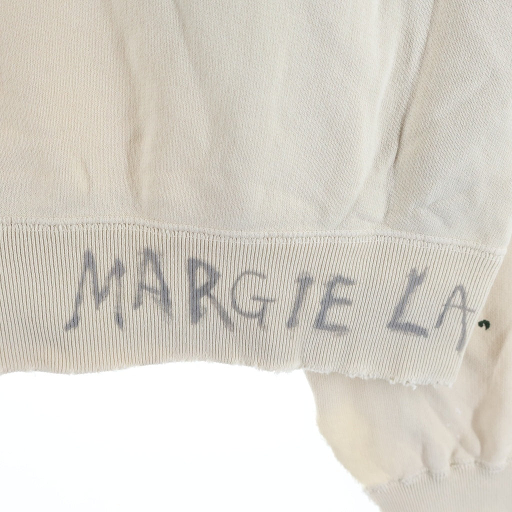 Maison Margiela(メゾンマルジェラ) 24SS Washed Vintage Sweat ウォッシュド ペンキ加工 クルーネックトレーナー スウェット アイボリー S50GU0214