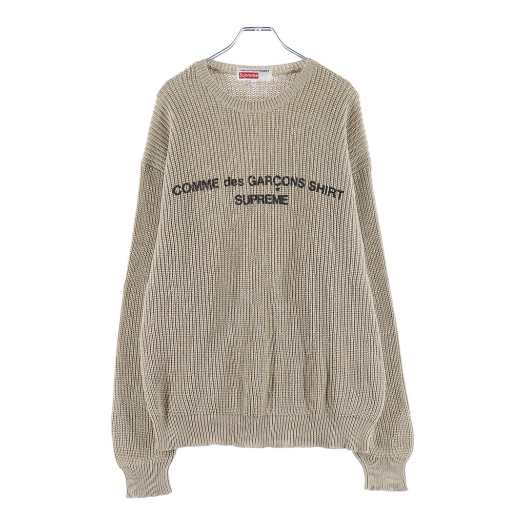 SUPREME(シュプリーム) 18AW ×COMME des GARCONS SHIRT Sweater Tan コムデギャルソンシャツ フロントロゴ ニット セーター ベージュ