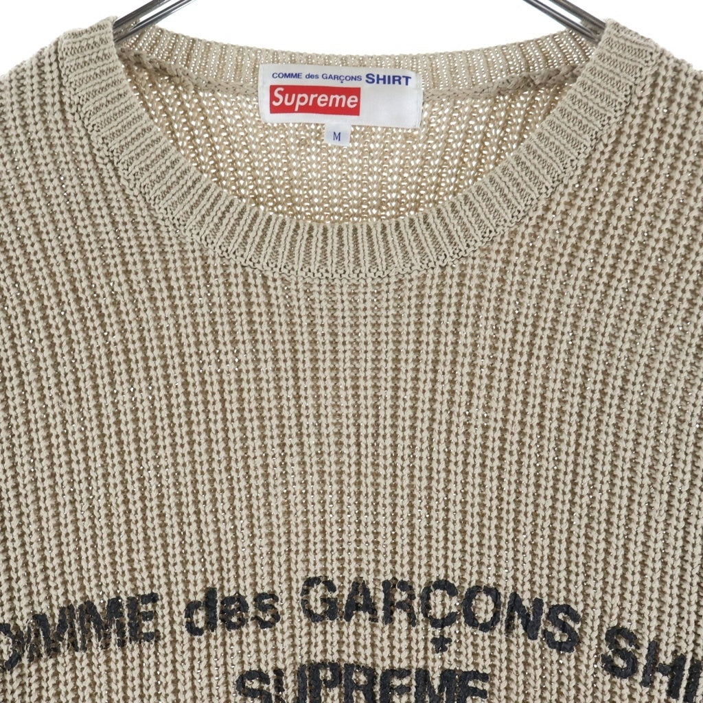 SUPREME(シュプリーム) 18AW ×COMME des GARCONS SHIRT Sweater Tan コムデギャルソンシャツ フロントロゴ ニット セーター ベージュ