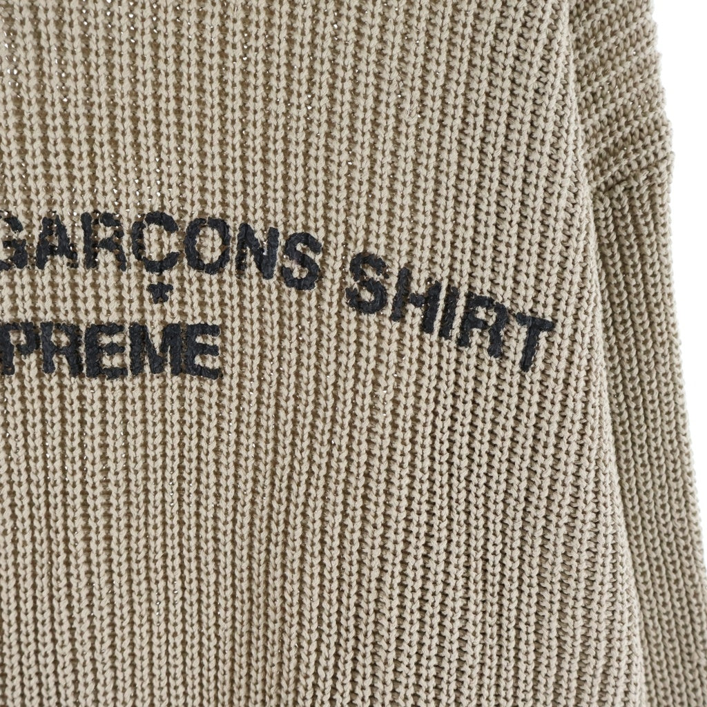 SUPREME(シュプリーム) 18AW ×COMME des GARCONS SHIRT Sweater Tan コムデギャルソンシャツ フロントロゴ ニット セーター ベージュ