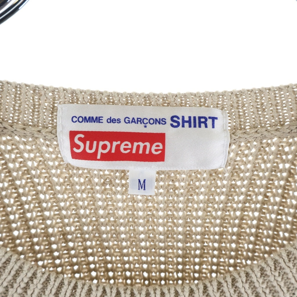 SUPREME(シュプリーム) 18AW ×COMME des GARCONS SHIRT Sweater Tan コムデギャルソンシャツ フロントロゴ ニット セーター ベージュ