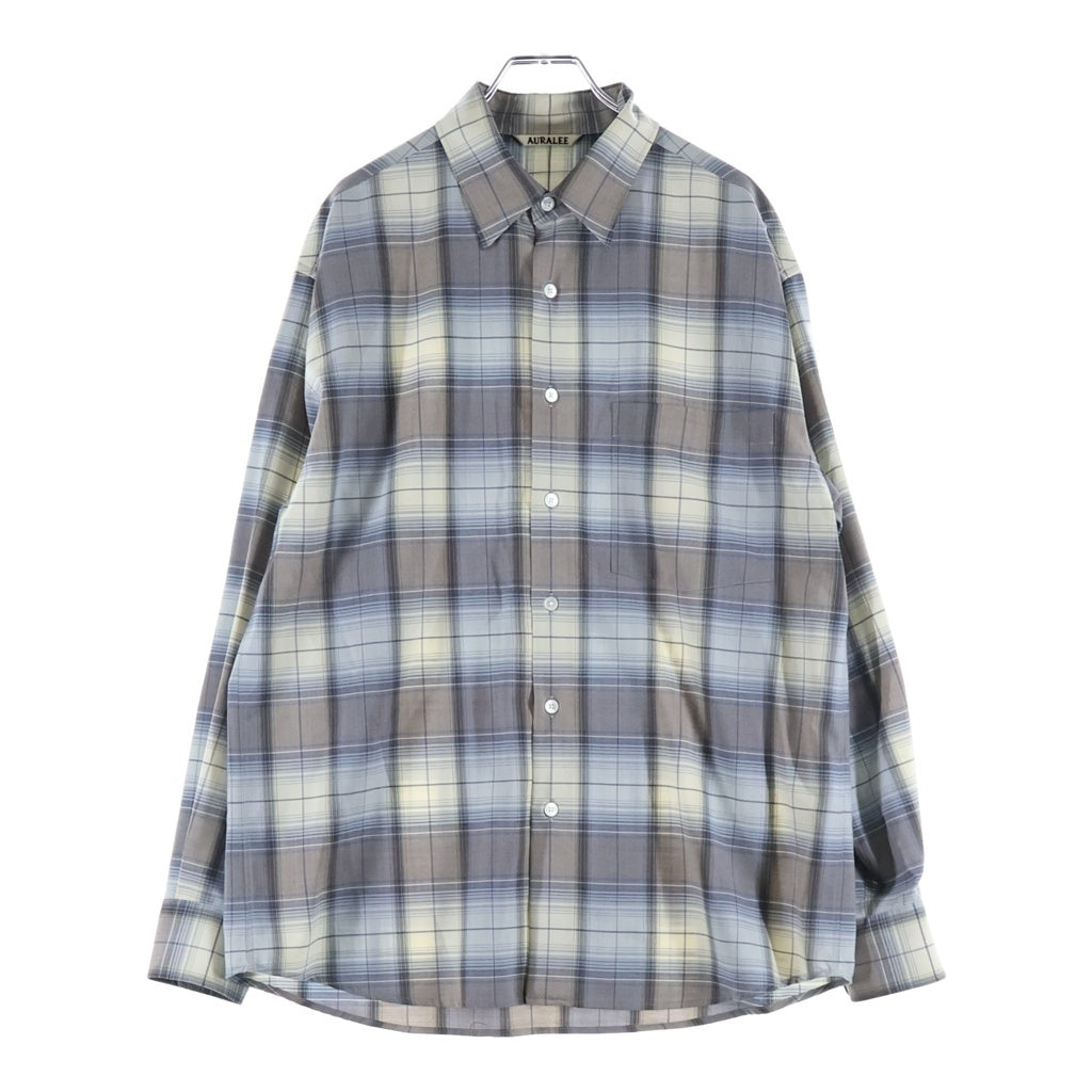 AURALEE(オーラリー) 26SS SUPER LIGHT WOOL CHECK SHIRT スーパーライトウールチェック 長袖シャツ グレー A26SS01LC