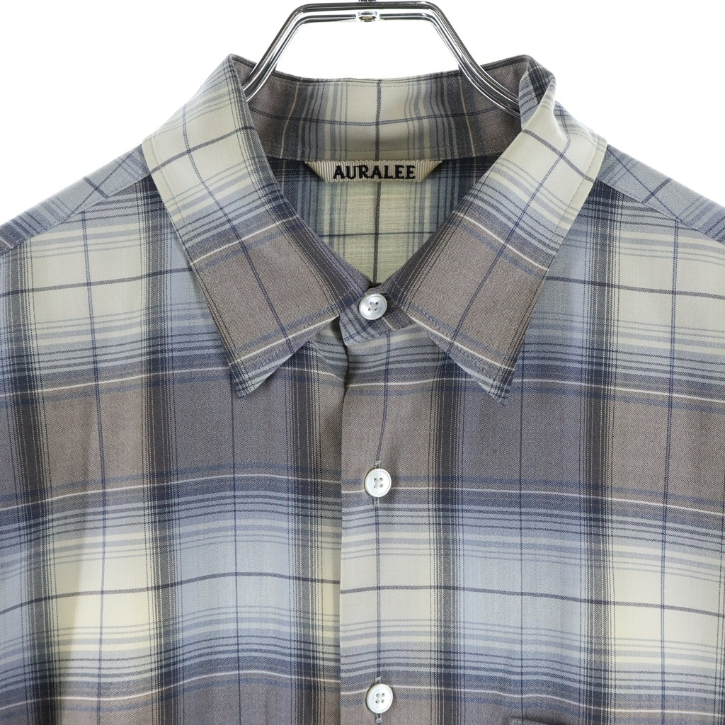 AURALEE(オーラリー) 26SS SUPER LIGHT WOOL CHECK SHIRT スーパーライトウールチェック 長袖シャツ グレー A26SS01LC
