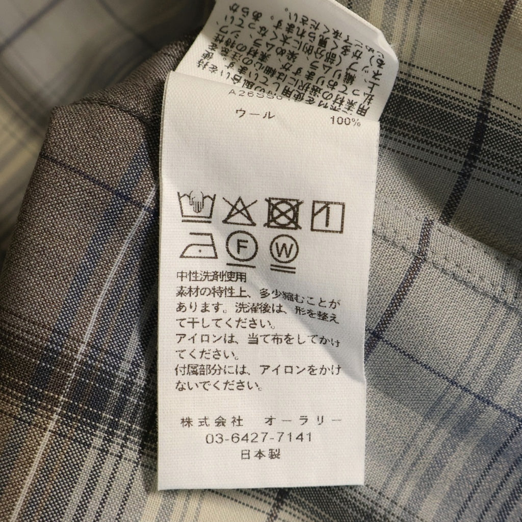 AURALEE(オーラリー) 26SS SUPER LIGHT WOOL CHECK SHIRT スーパーライトウールチェック 長袖シャツ グレー A26SS01LC