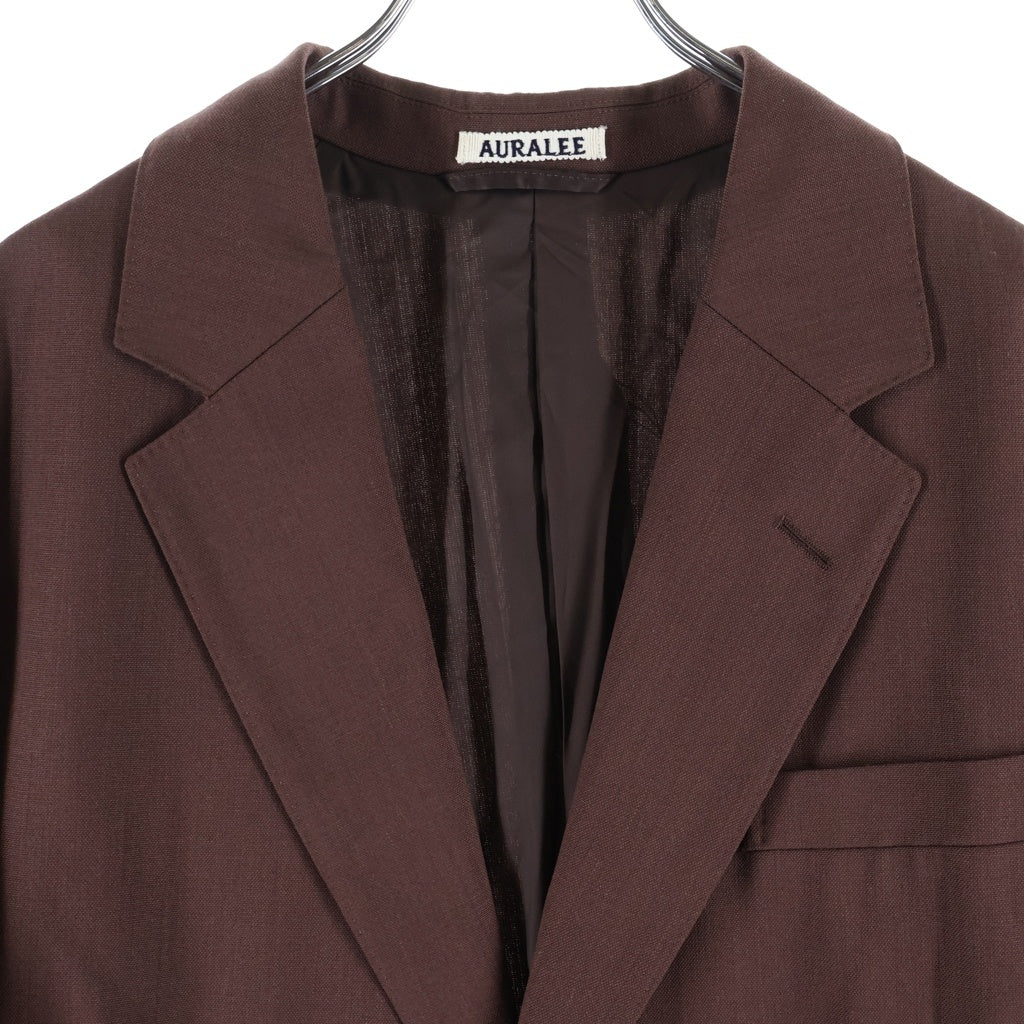 AURALEE(オーラリー) 25SS WOOL KID MOHAIR HOP SACK JACKET ウール モヘア 2Bシングルテーラードジャケット ブラウン A25SJ01MH