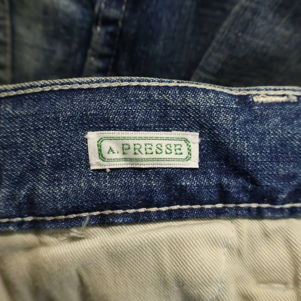 A.PRESSE(アプレッセ) 25SS US ARMY DUNGAREE DENIM TROUSERS ダメージ加工 ボタンフライ デニムパンツ インディゴ 25SAP-04-07K