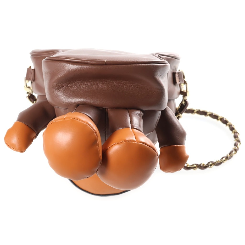 A BATHING APE(アベイシングエイプ) BABY MILO ベビーマイロ ビッグ ポーチドール チェーンショルダーバッグ ブラウン 002BAJ202001L レディース