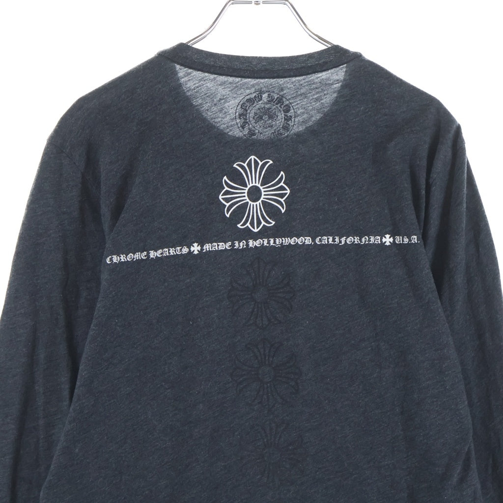 CHROME HEARTS(クロムハーツ) 袖CHクロスプリント長袖カットソー ロンT グレー S