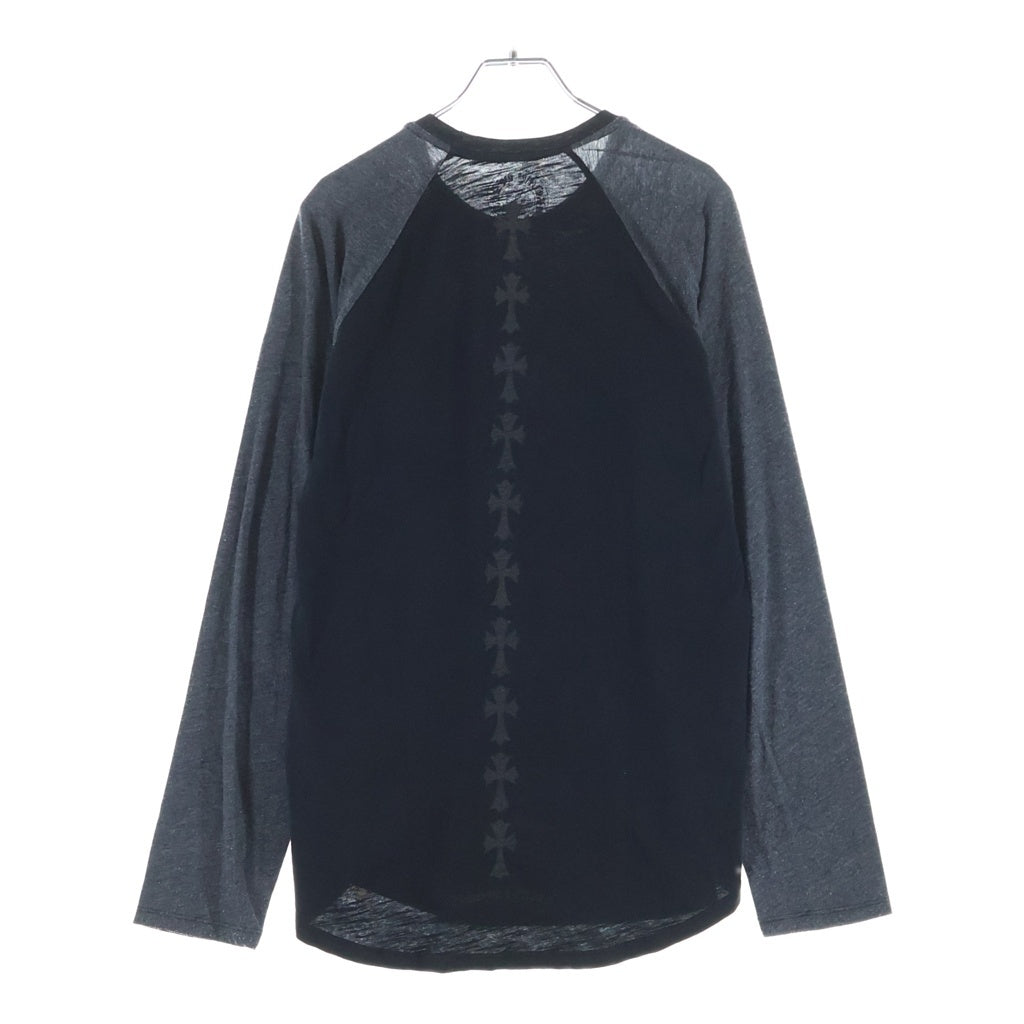 CHROME HEARTS(クロムハーツ) CEMETWRY CROSS RAGLAN T-SHIRT セメタリークロス ラグランロングスリーブTシャツ ブラック/グレー S