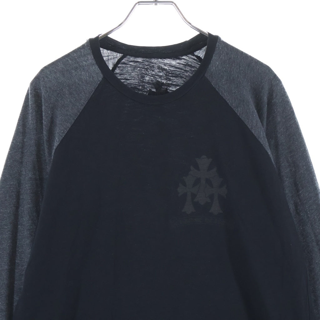 CHROME HEARTS(クロムハーツ) CEMETWRY CROSS RAGLAN T-SHIRT セメタリークロス ラグランロングスリーブTシャツ ブラック/グレー S