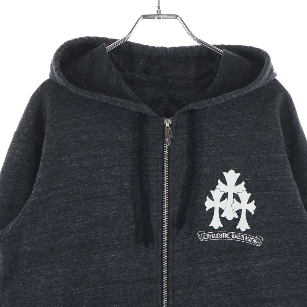 CHROME HEARTS(クロムハーツ) CEMETWRY CROSS ZIP UP HOODIE セメタリークロス ジップアップフーディー パーカー グレー S