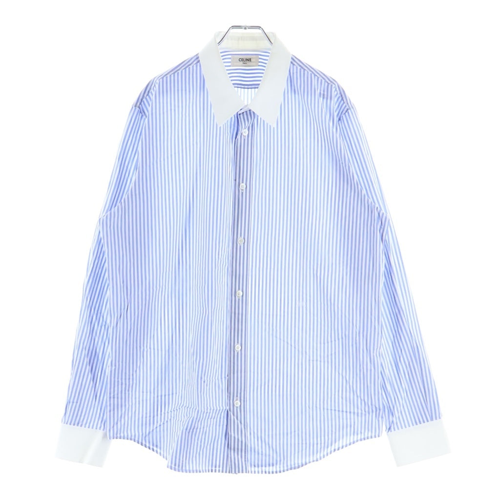 CELINE(セリーヌ) ストライプコットンポプリン 長袖シャツ ブルー RC0BX1389