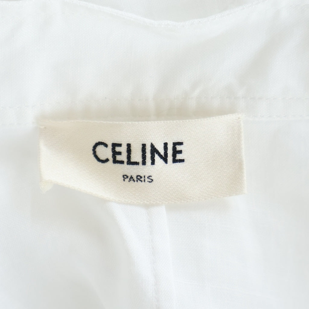 CELINE(セリーヌ) ノーカラー 長袖シャツワンピース ホワイト 2C710123I レディース