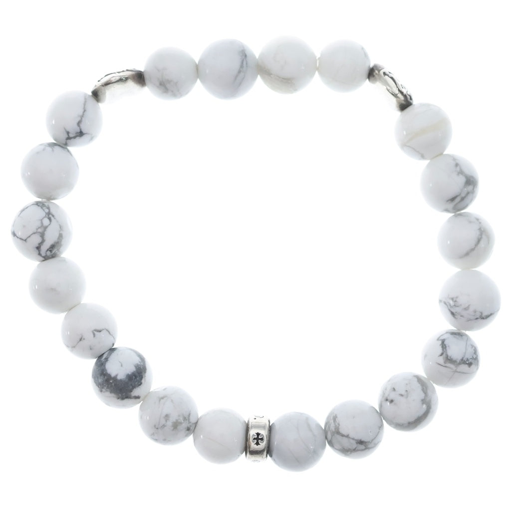 CHROME HEARTS(クロムハーツ) 8mm BEAD ハートスタック ビーズブレスレット ホワイト