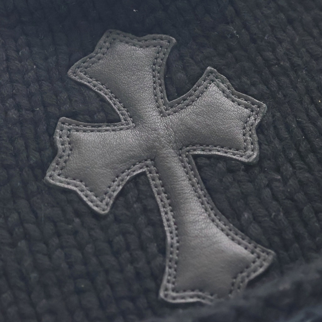 CHROME HEARTS(クロムハーツ) BEANIE CASH CROSS PATCH クロスパッチ付き カシミヤビーニー ニット帽子 ブラック