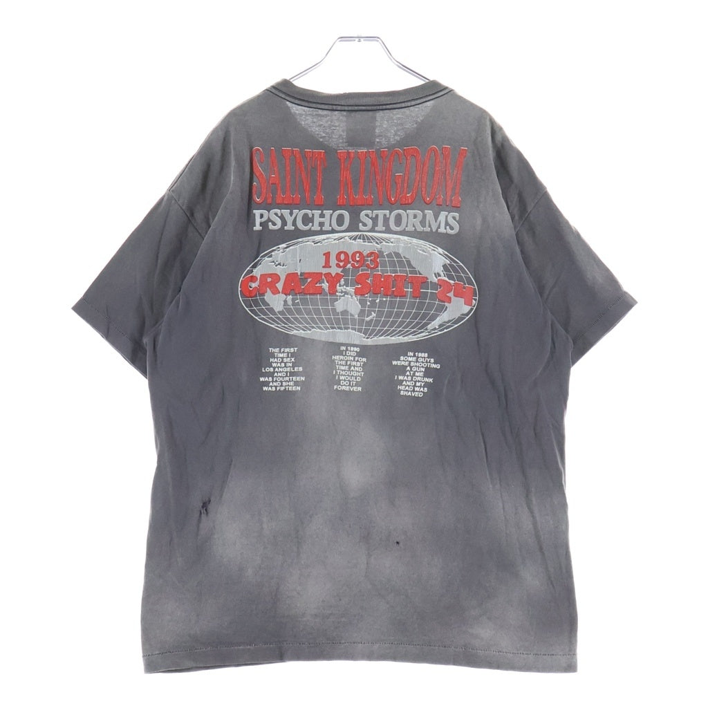 SAINT MICHAEL(セントマイケル) 24SS LM_SS TEE ST KINGDOM セントキングダム 半袖Tシャツ カットソー ブラック SM-YS8-0000-C45