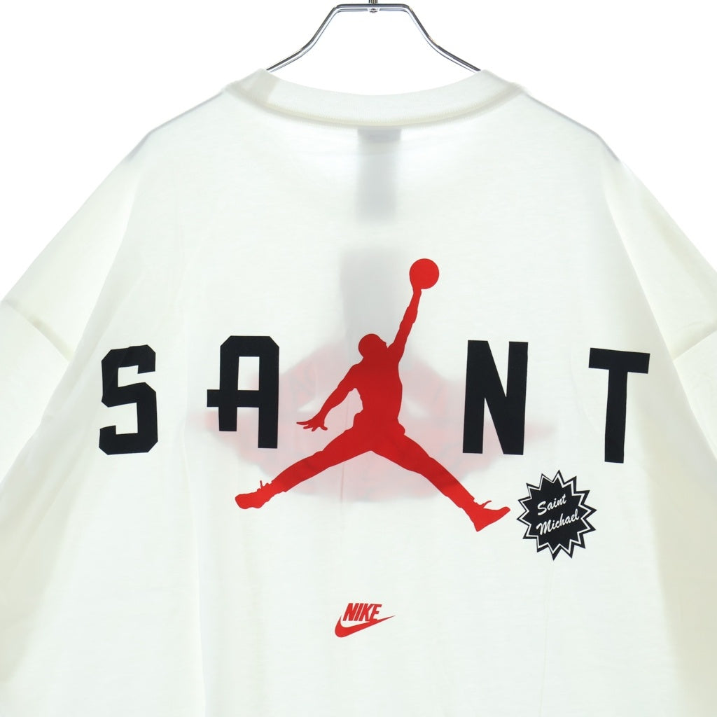 SAINT MICHAEL(セントマイケル) 26SS ×JORDAN BRAND M J SM S/S Tee ×ジョーダンブランド フロントロゴプリント半袖Tシャツ カットソー ホワイト SM-MK8-0000-J07