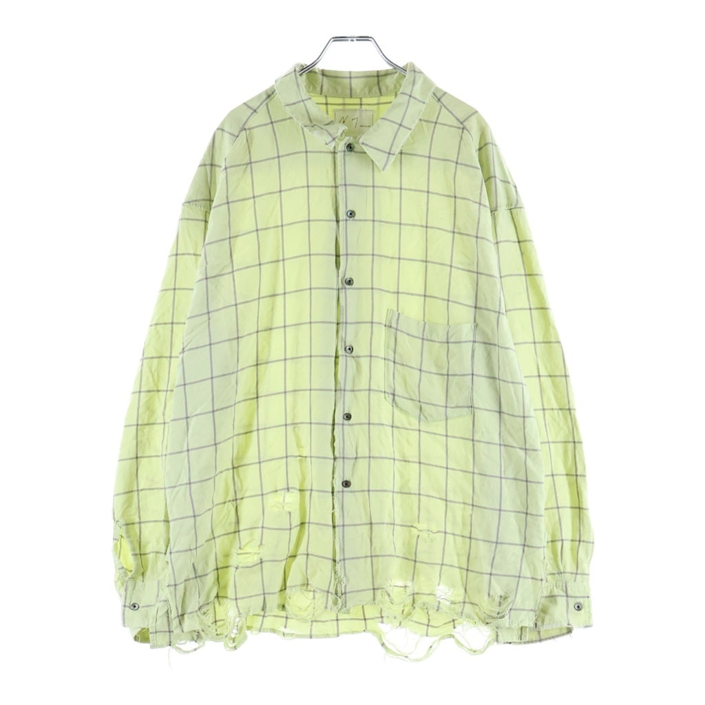 ANCELLM(アンセルム) RAYON CHECK CRASH LS SHIRT レーヨンオンブレチェック長袖シャツ グリーン ANC-SH28-A