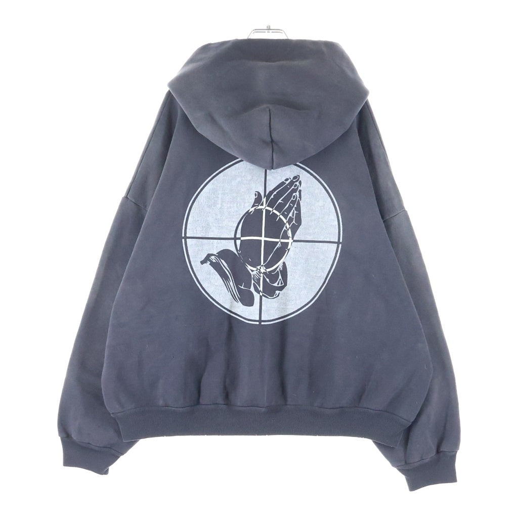 SAINT MICHAEL(セントマイケル) ×FEAR HOODIE SNT OF GOD フェアーオブゴット ビンテージ加工 フーデッド スウェット パーカー ブラック SM-HR8-0000-C03