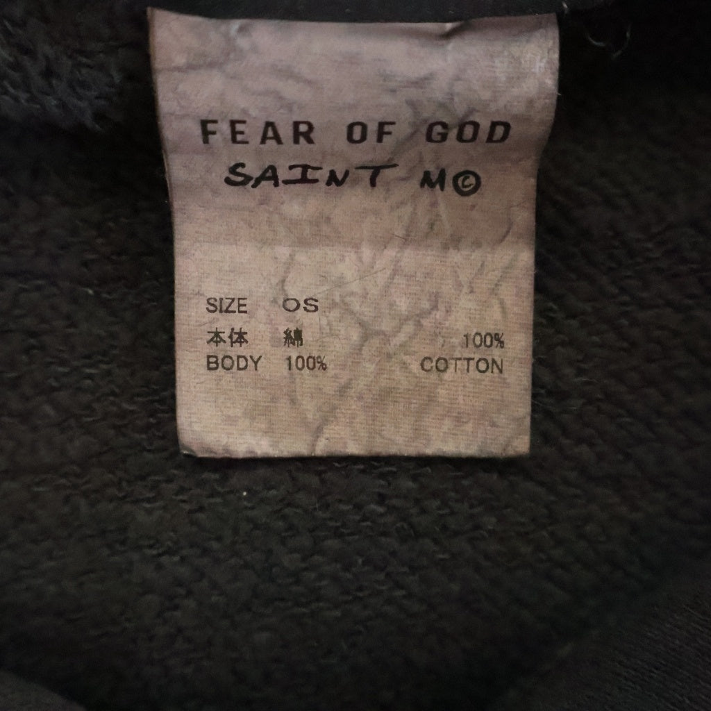 SAINT MICHAEL(セントマイケル) ×FEAR HOODIE SNT OF GOD フェアーオブゴット ビンテージ加工 フーデッド スウェット パーカー ブラック SM-HR8-0000-C03