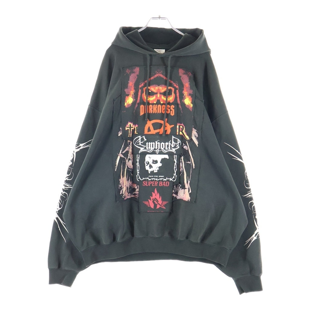 VETEMENTS(ヴェトモン) 20AW Metal Patch Hoodie メタルパッチ スウェット フーディー プルオーバーパーカー チャコールグレー UA65HD610B