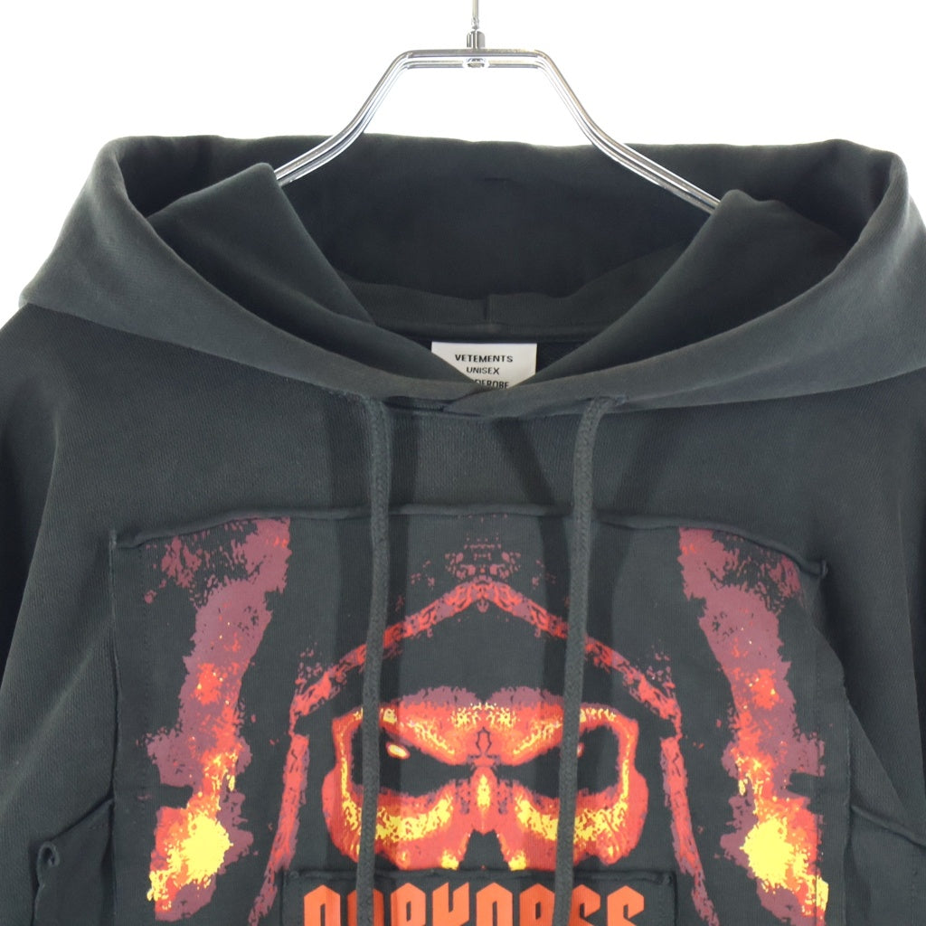 VETEMENTS(ヴェトモン) 20AW Metal Patch Hoodie メタルパッチ スウェット フーディー プルオーバーパーカー チャコールグレー UA65HD610B