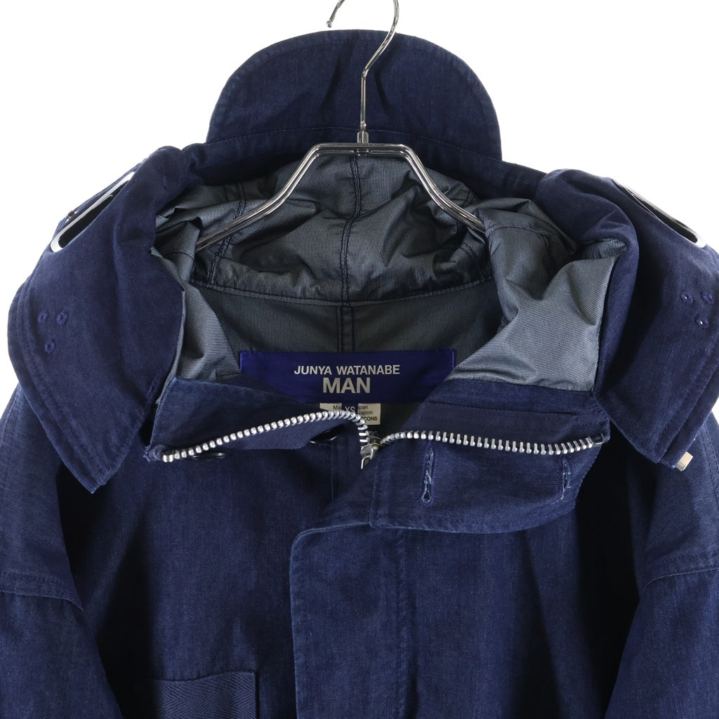 JUNYA WATANABE COMME des GARCONS(ジュンヤワタナベ コムデギャルソン) × C.P. COMPANY シーピーカンパニー ロゴプリント モッズコート ネイビー WM-C007