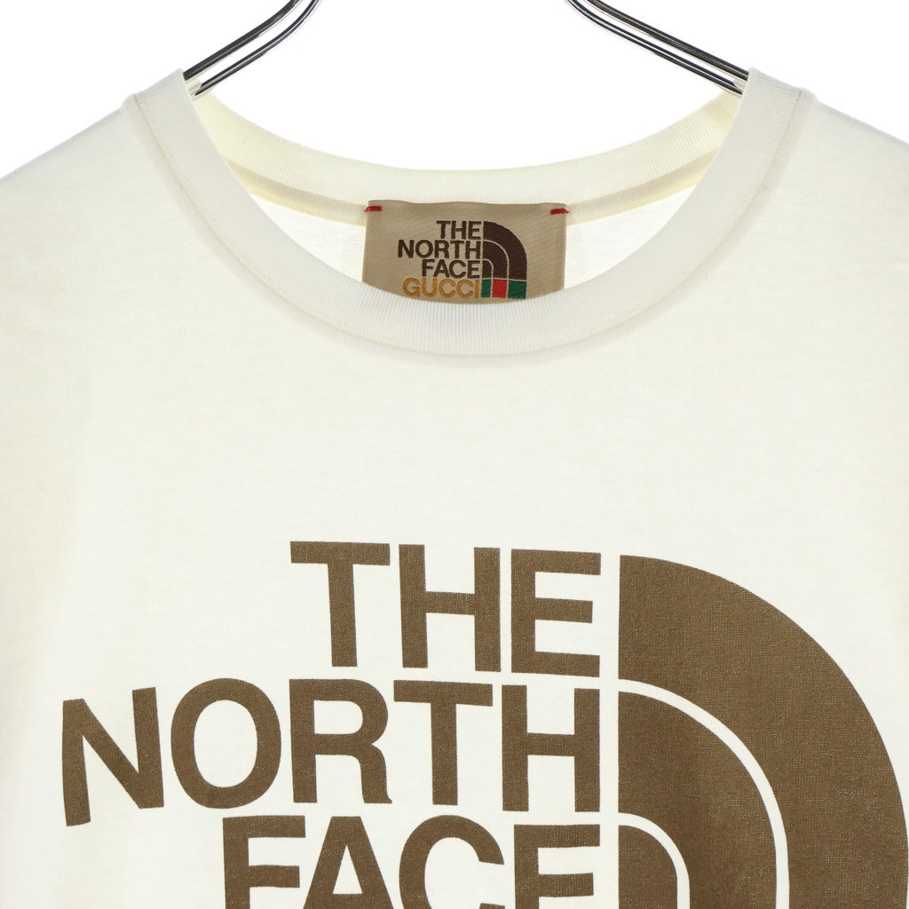 GUCCI(グッチ) ×THE NORTH FACE Oversize T-Shirt ノースフェイス ダブルネームロゴ クルーネック カットソー 半袖Tシャツ アイボリー 615044 XJDBZ