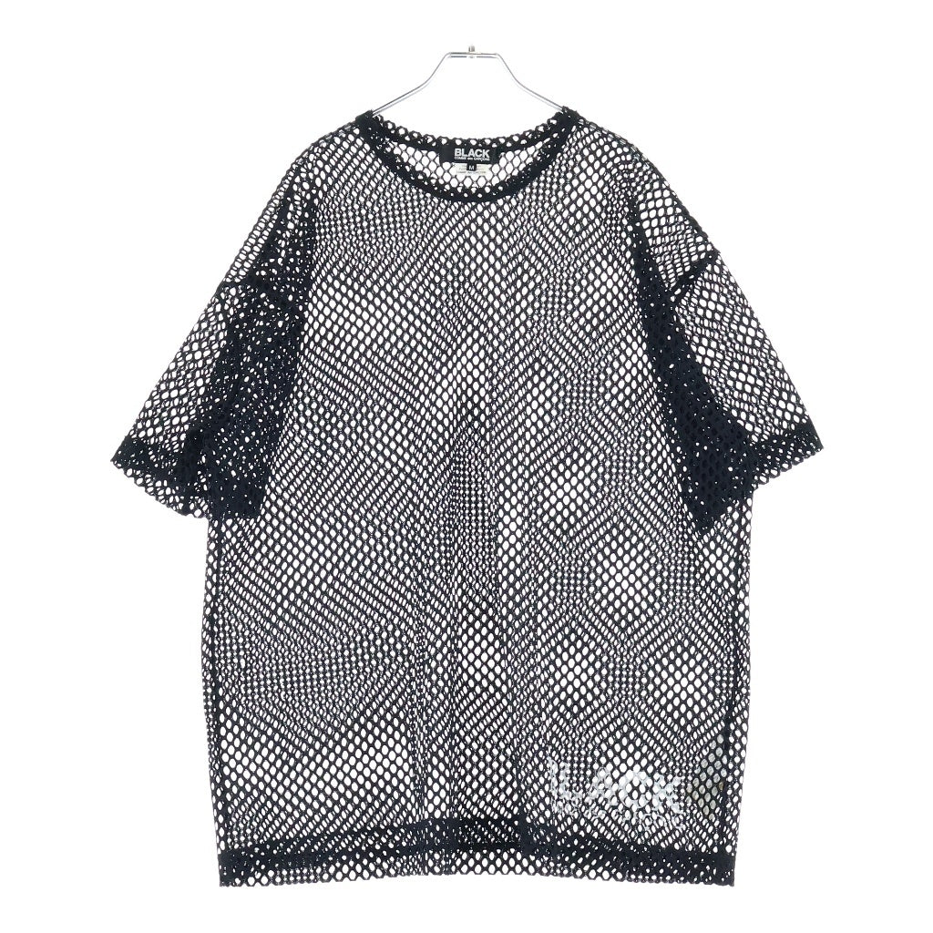 BLACK COMME des GARCONS(ブラックコムデギャルソン) Logo Print Mesh S/S Tee ロゴプリントメッシュ半袖Tシャツ カットソー ブラック 1O-T001