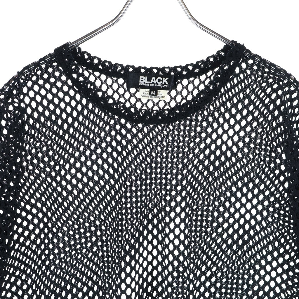 BLACK COMME des GARCONS(ブラックコムデギャルソン) Logo Print Mesh S/S Tee ロゴプリントメッシュ半袖Tシャツ カットソー ブラック 1O-T001