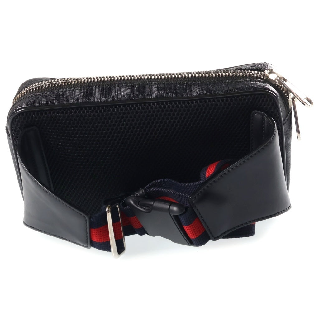 GUCCI(グッチ) GGスプリーム シェリーライン PVCコーティングキャンバス ウエストバッグ ブラック 474293