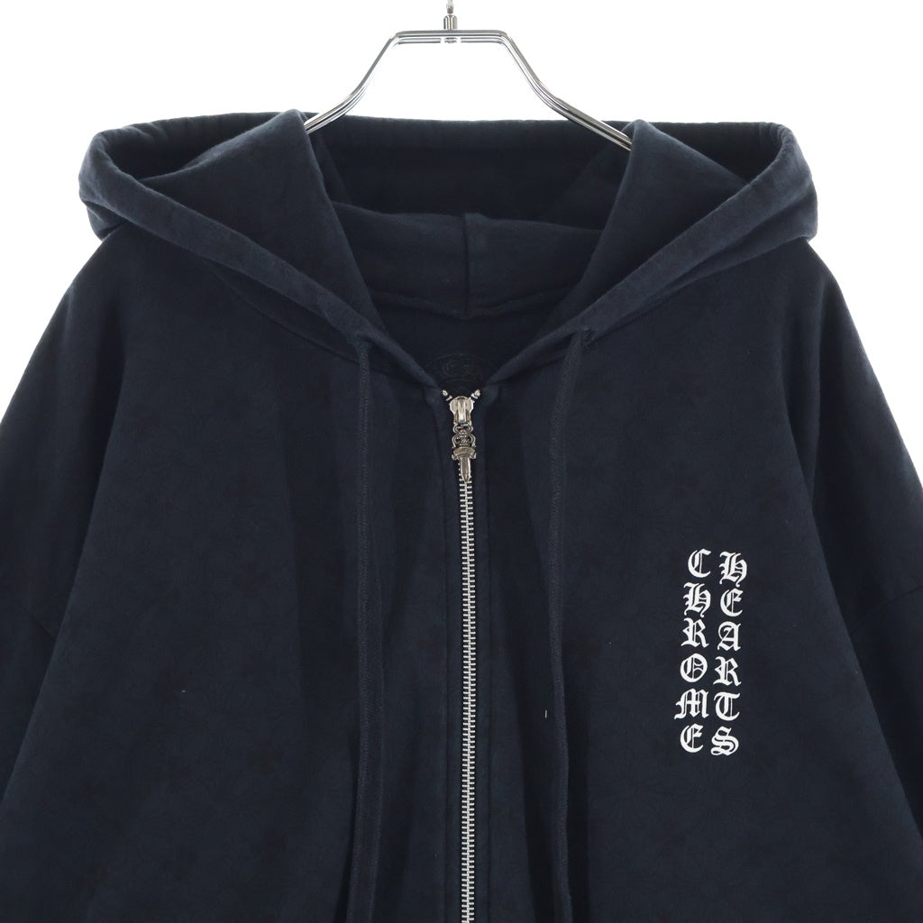 CHROME HEARTS(クロムハーツ) SWTSHRT HD ZIP CHプラス総柄 バックホースプリント ジップアップパーカー ブラック