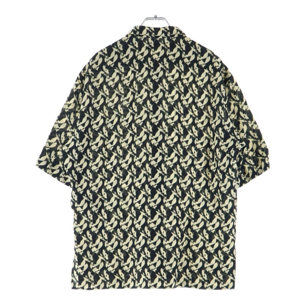 SAINT LAURENT PARIS(サンローランパリ) 総柄レーヨンシルク半袖シャツ ブラック/イエロー 601070 Y2G02