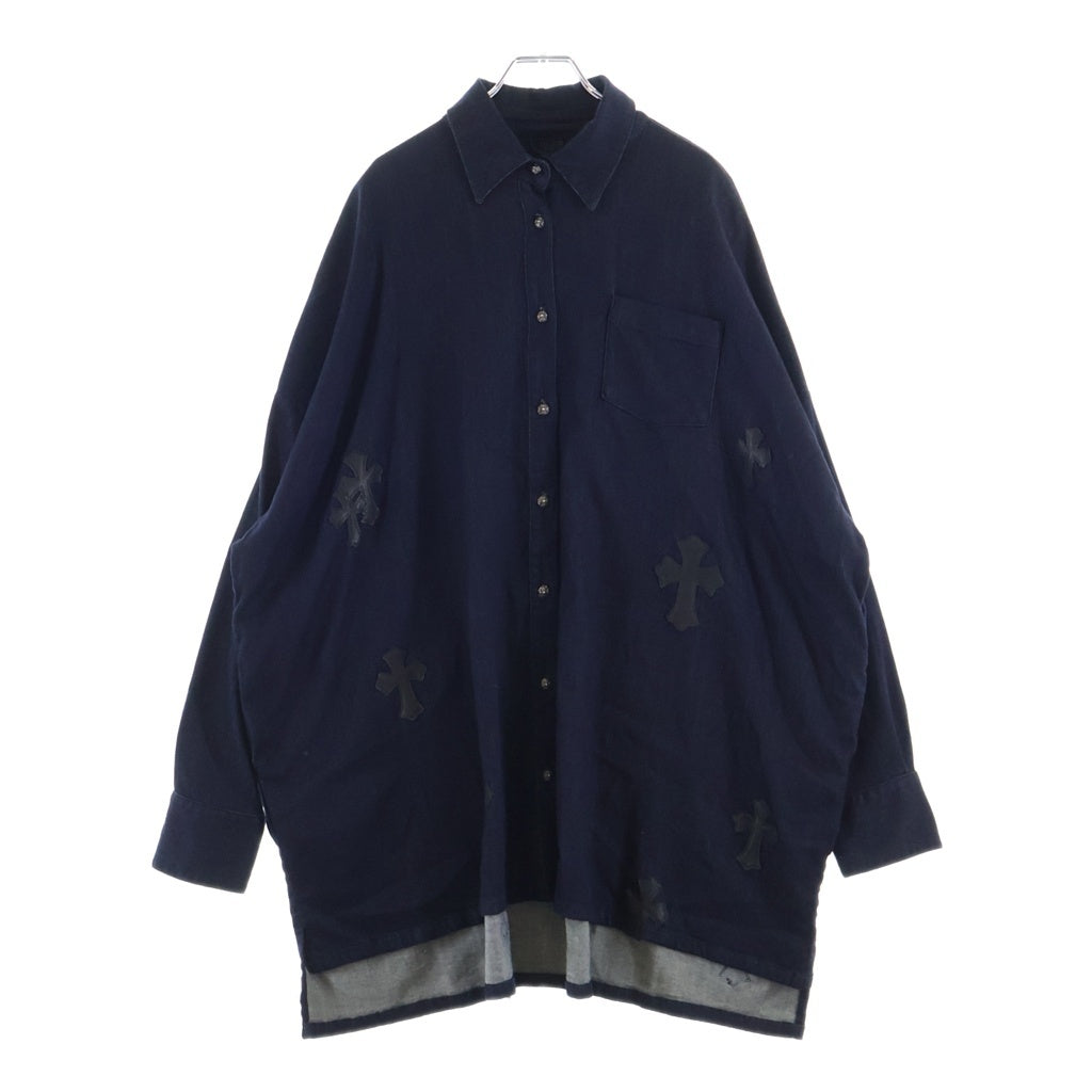 CHROME HEARTS(クロムハーツ) Y NOT MAHAL KITA ワイノット マハルキタ セメタリークロスパッチ クロスボタン オーバーサイズ デニム 長袖シャツ インディゴ